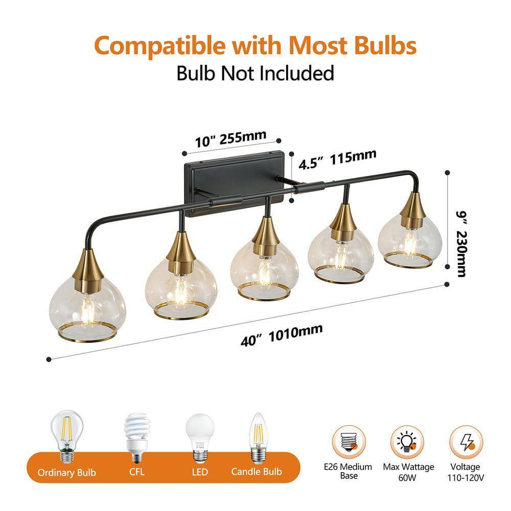 Compatible with Most Bulbs  
Bulb Not Included  

10" 255mm  
4.5" 115mm  
9" 230mm  
40" 1010mm  

Ordinary Bulb  
CFL  
LED  
Candle Bulb  

E26 Medium Base  
Max Wattage 60W  
Voltage 110-120V