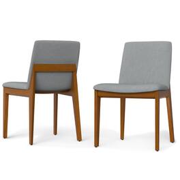 Simpli Home - Selena Dining Chair (Set of 2) in Light Grey Linen Look Fabric - Light Gray