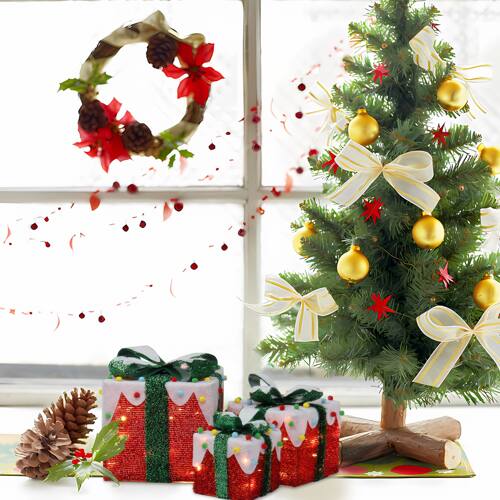 Alt View 4. Winado - 3 PCS Christmas Lighted Gift Boxes for Decorations Holiday Party Home Yard - Multicolor.