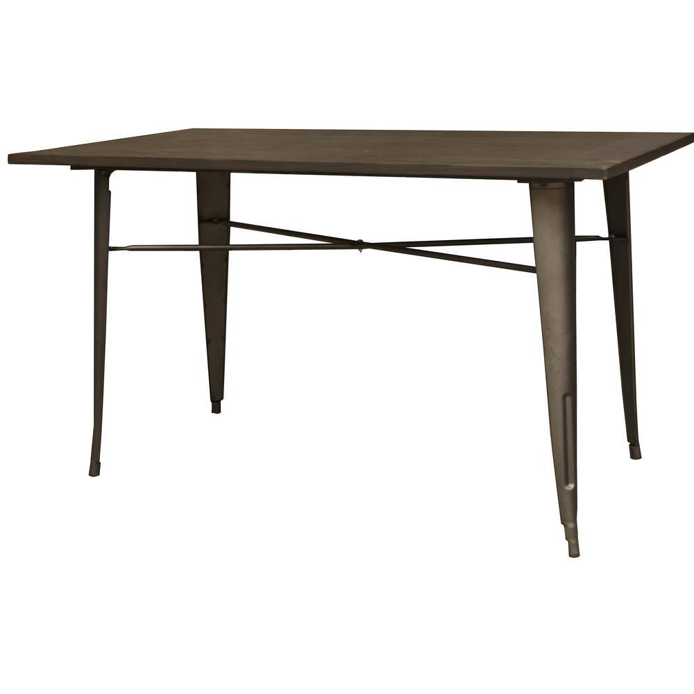 Front. AmeriHome - AmeriHome Loft Rustic Gunmetal Metal Dining Table with Wood Top - Gunmetal.