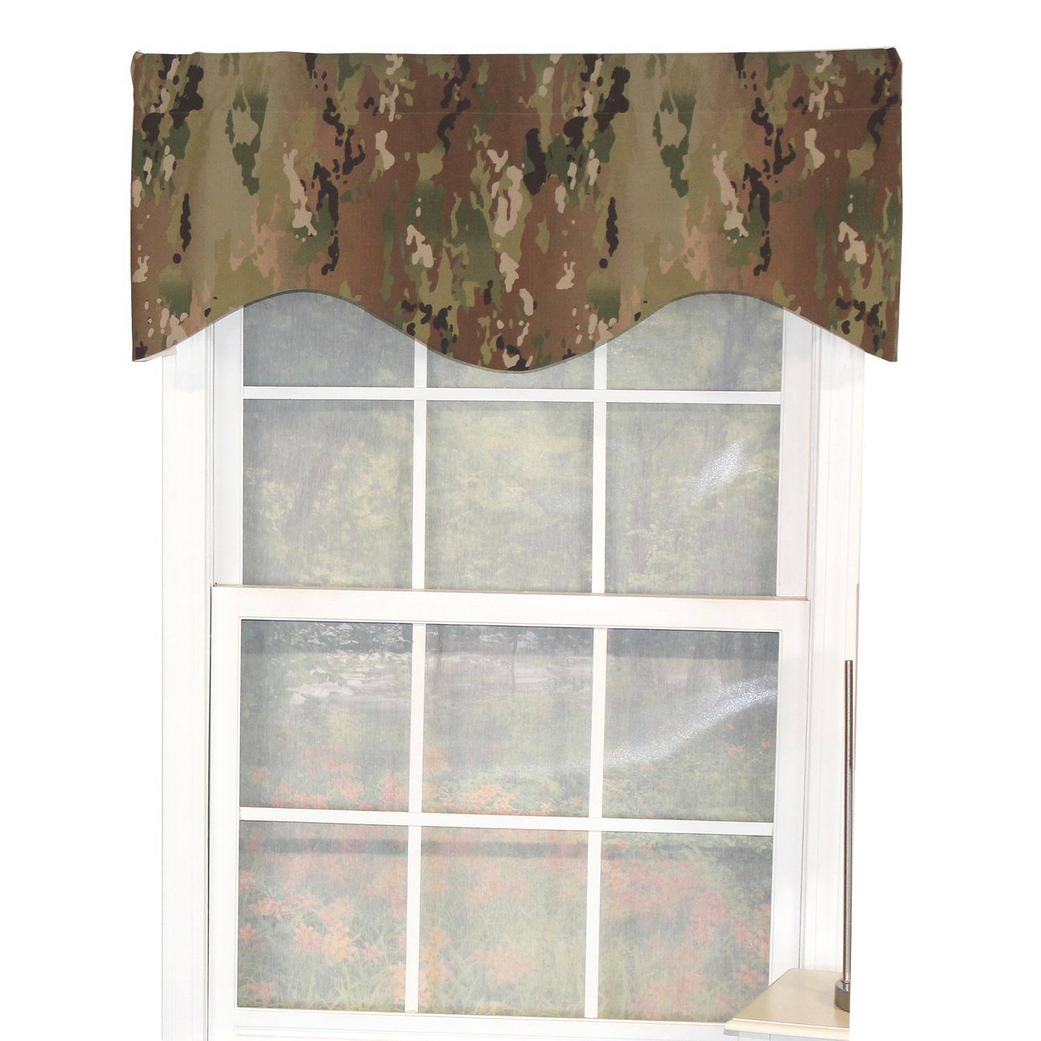 Front. RLF Home - RLF Home Cloak Cornice 100% Cotton with Fully Lined 3" Rod Pocket Valnance for Windows 50" x 17" Green - Green.