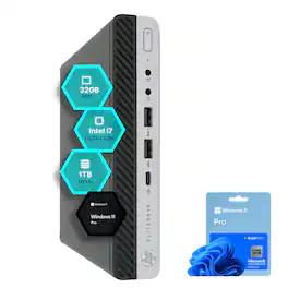 HP - Refurbished Excellent - EliteDesk 800G5 Mini Computer - Octa Intel i7 (2.0) - 32GB RAM- 1TB NVMe - Win 11 Pro -Refurbished - Black
