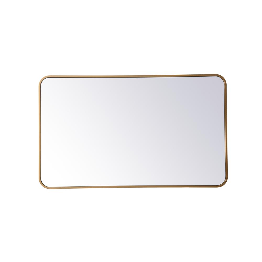 Front. Elegant Decor - Soft corner metal rectangular mirror 24x40 inch in Brass - Brass.