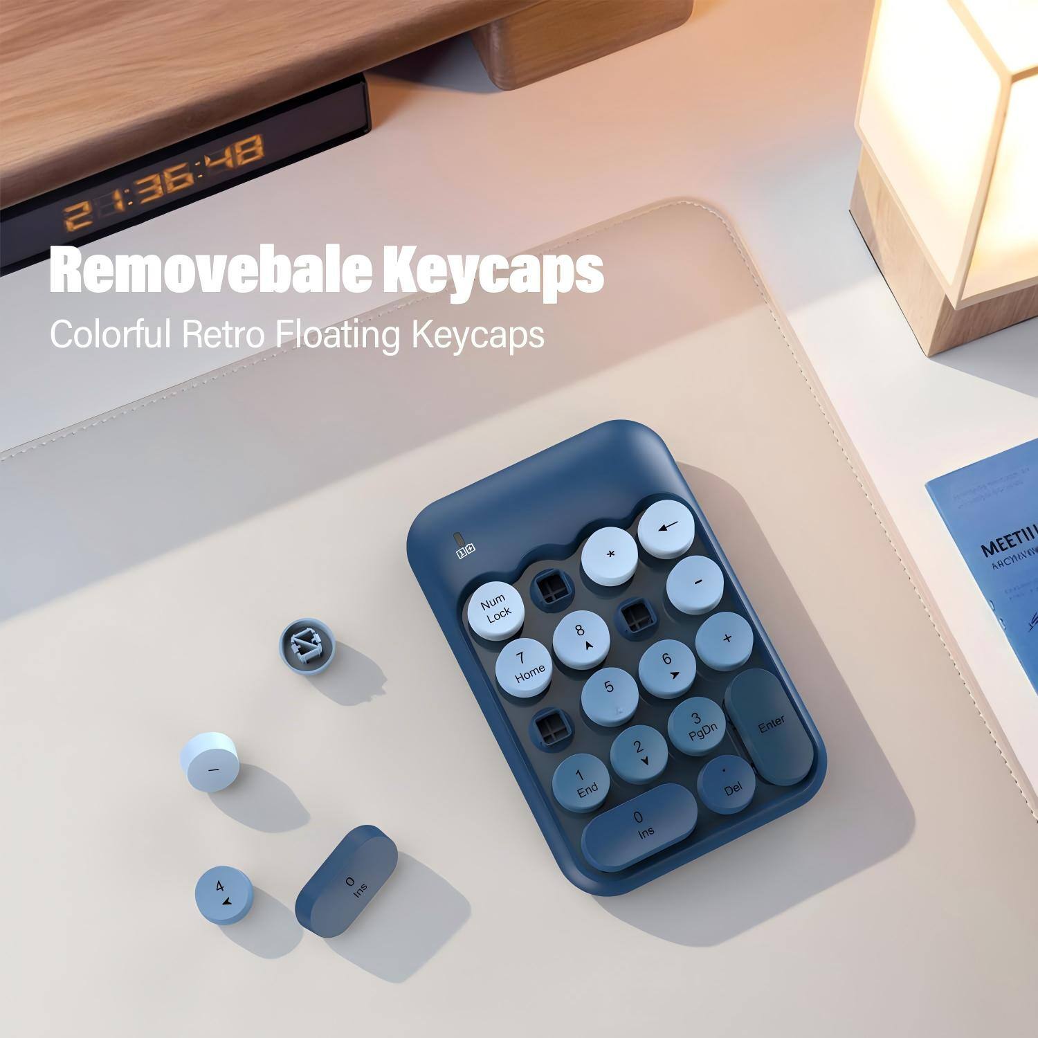 1:36:48 48 1:36 2 Removeable Keycaps Colorful Retro Floating Keycaps I D Num Lock 7 Home * B A 5 1 End - : + 6 A 3 Enter PgDn 2 Y Del 0 Ins MEETII TO ARCH J 4 Y C SAH