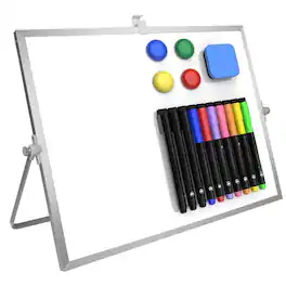 PARKER SLATER - Dry Erase White Board 16inx12in Large Magnetic Desktop Whiteboard With Stand 10 Markers 4 1 Eraser Portable