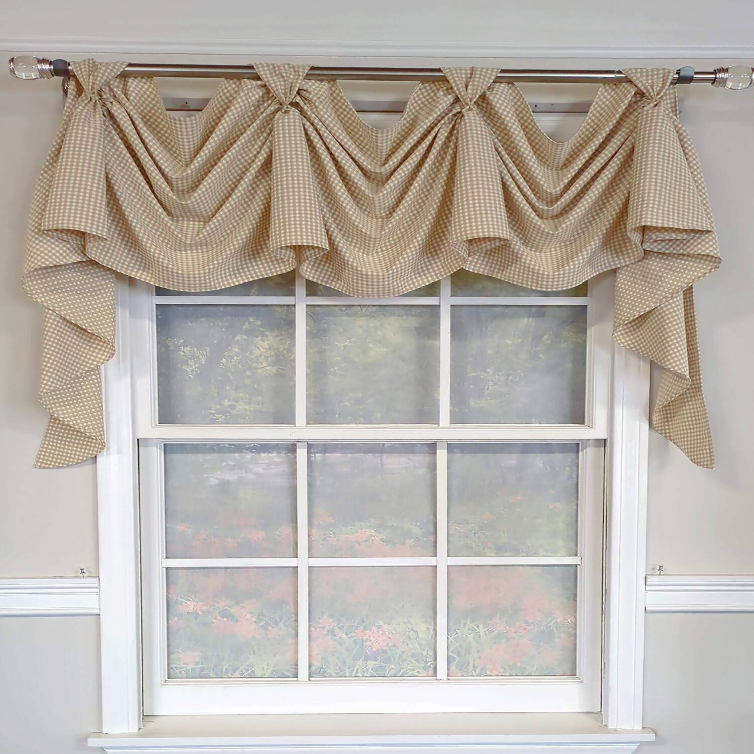 Angle. RLF Home - RLF Home Colburn 3-S Victory 100% Cotton Tab Top Swag Window Curtain 54" x 25" Natural - Natural.