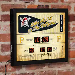 Evergreen Enterprises - Pittsburgh Pirates 15" x 19" Bluetooth Scoreboard Wall Clock - Brown