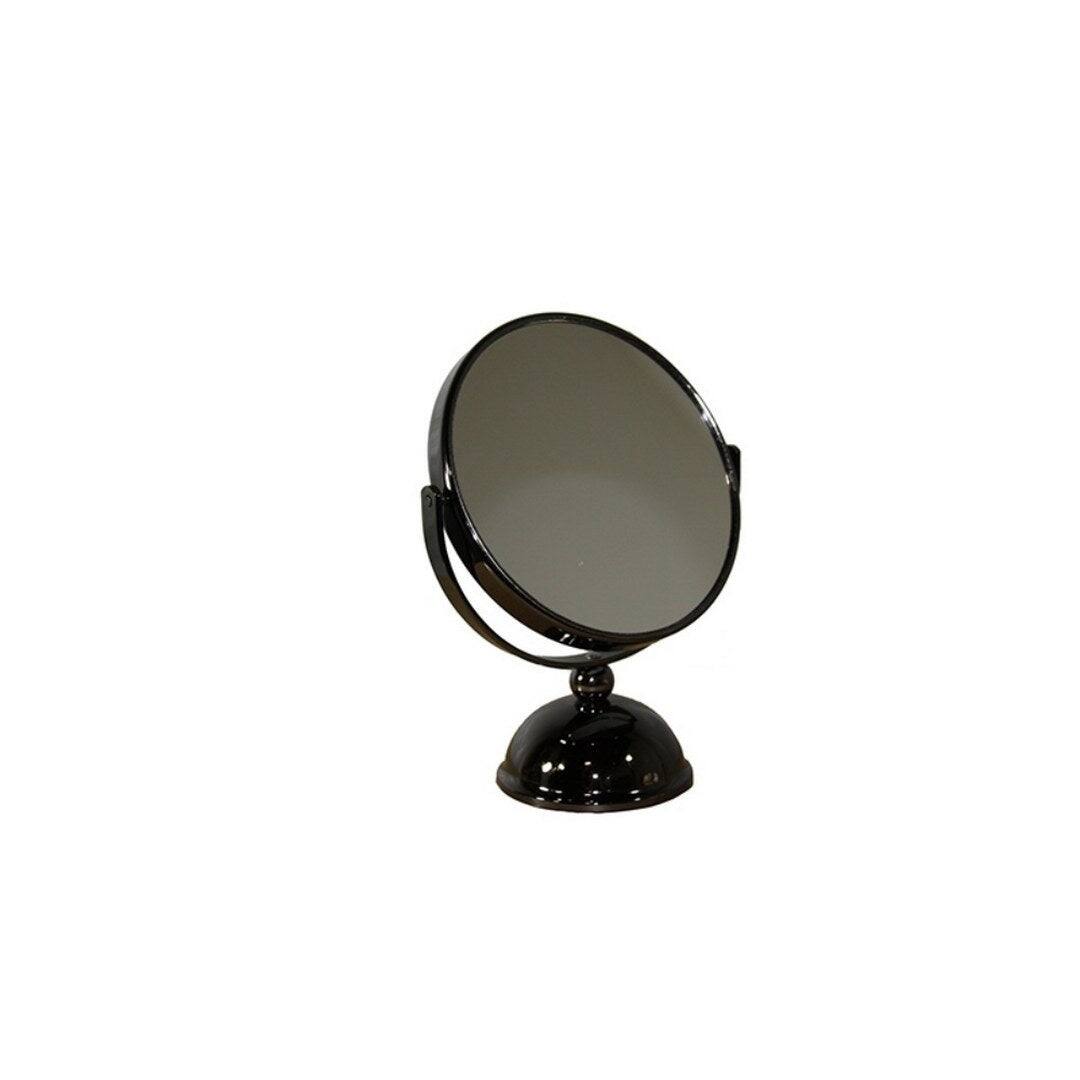 BreeBe - 5.5' Diameter Chrome Make-Up Mirror, x5 magnification, Black finish - Gunmetal
