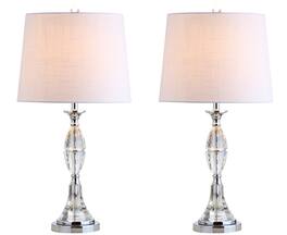 Jonathan Y - Reid 25.5 in. Crystal LED Table Lamp, /Chrome (Set of 2) - Clear