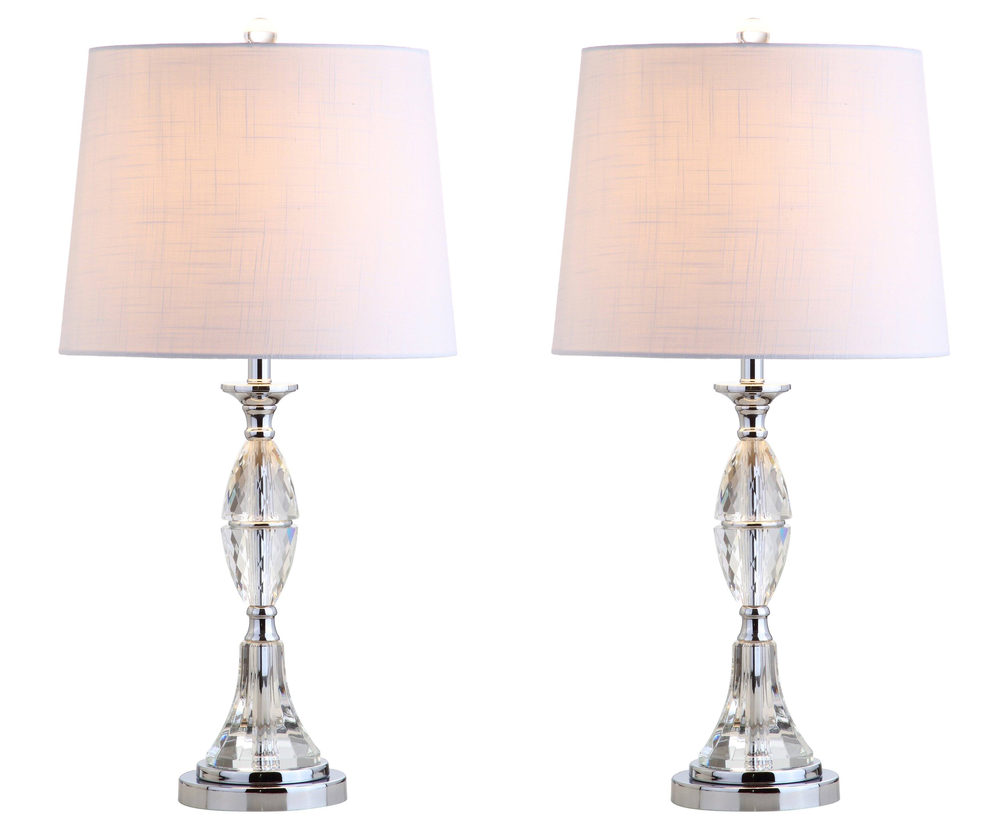 Front. Jonathan Y - Reid 25.5 in. Crystal LED Table Lamp, Clear/Chrome (Set of 2) - Clear.