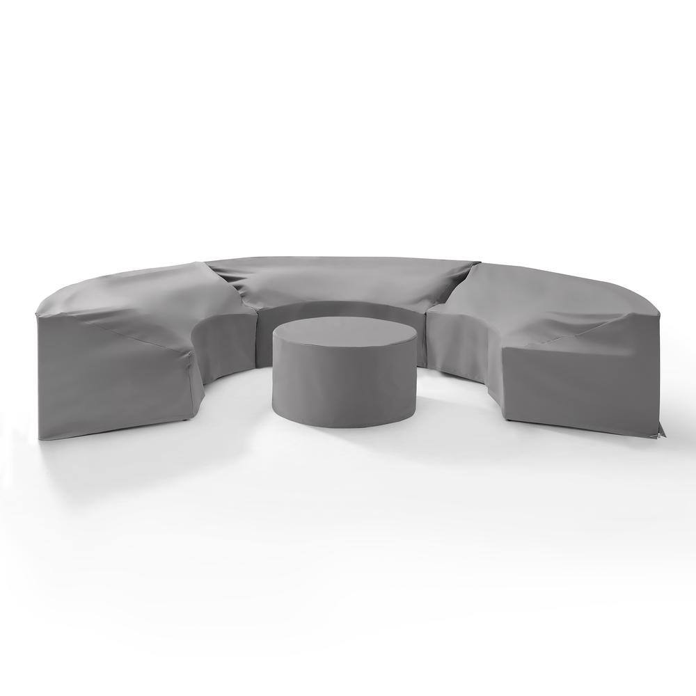 Left. Crosley Furniture - Catalina 4Pc Outdoor Furniture Cover Set, 3 Round Sectional Sofas & Coffee Table - Gray.