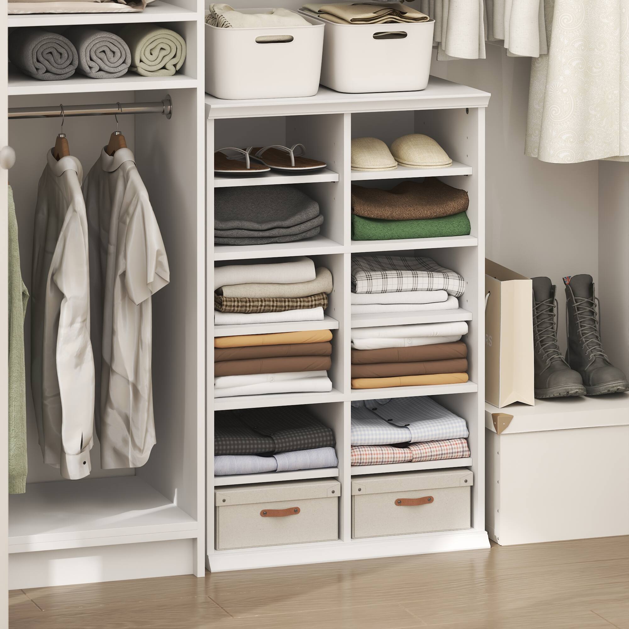 Alt View 1. Furinno - FANO Closet Organizers and Storage, 12-Cube Closet Organizer with Adjustable Shelves,Stackable Open Shelf Closet Shelves - White.