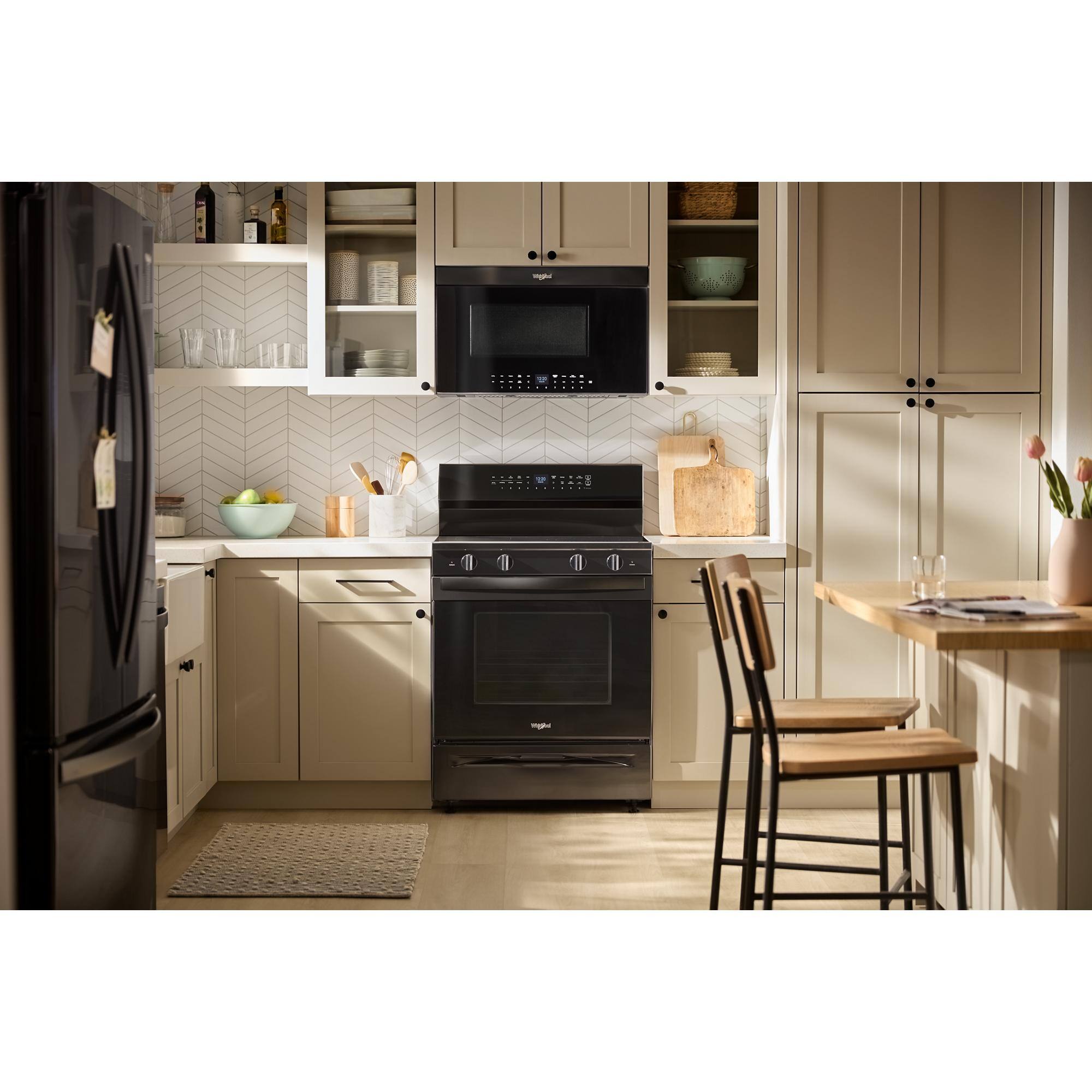 Alt View 12. Whirlpool - 5.3 Cu. Ft. Freestanding Electric Range with Air Cooking Technology - Black.