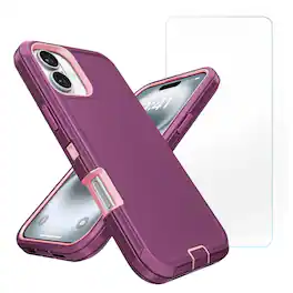 Entronix - Bundle for iPhone 17 - Heavy Duty Case & Screen Protector - Burgundy