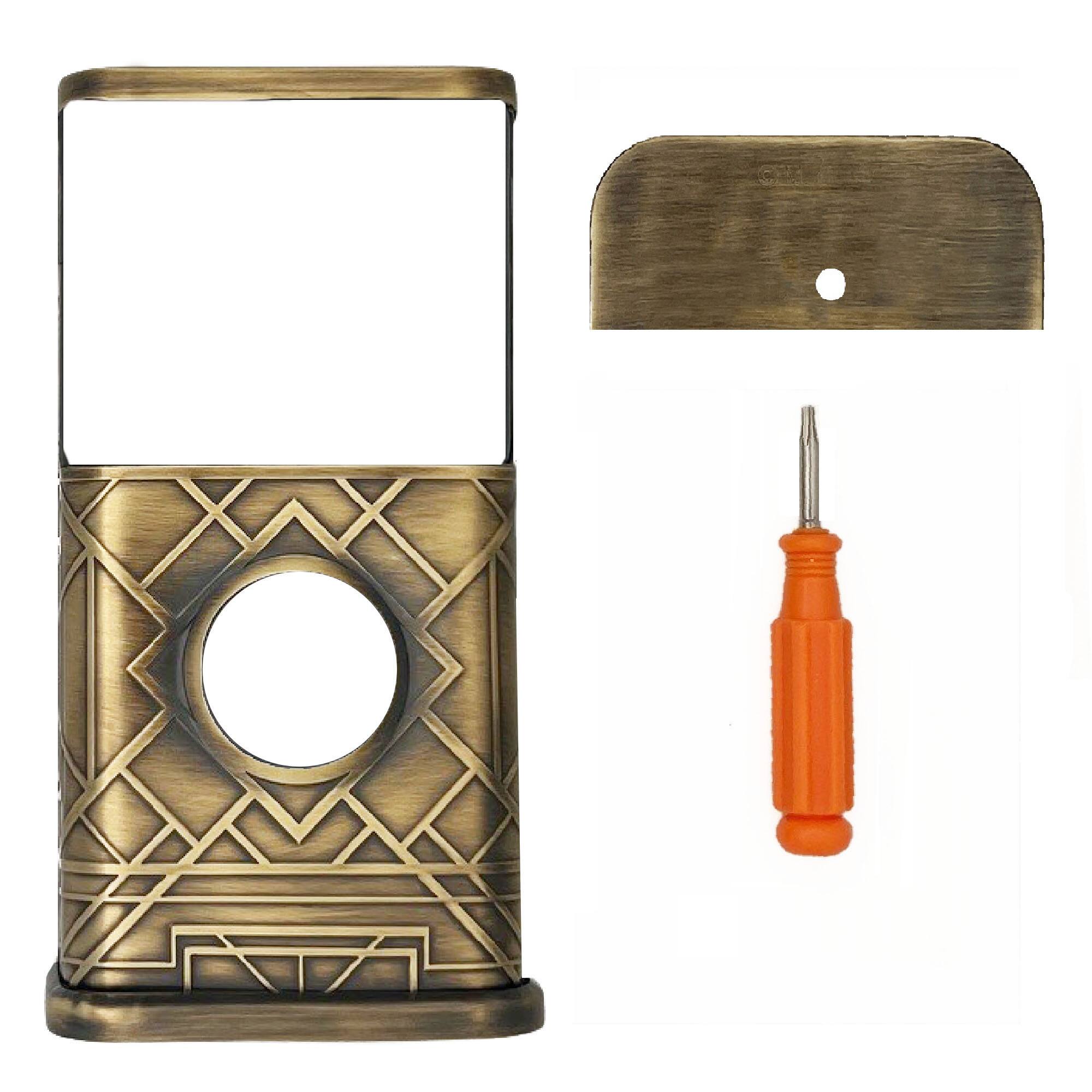 Back. Michael Healy - Art Deco Video Doorbell Cover (Ring 3, 3 Plus, 4, Battery Plus and Battery Pro) - Antique Brass.