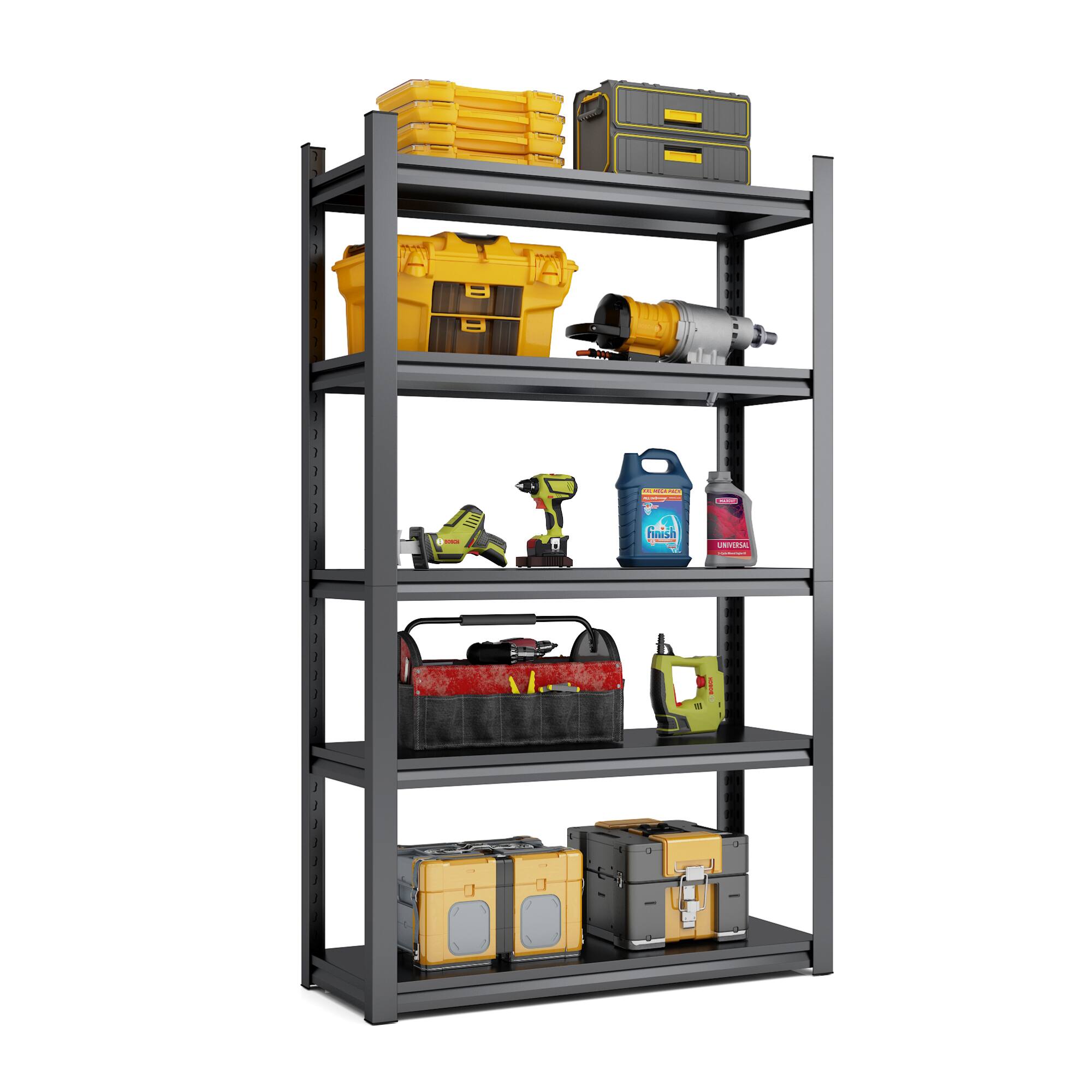 Alt View 1. GOODSILO - 72-Inch Heavy Duty 5-Tier Metal Storage Shelving Unit with 2000LBS Capacity for Garage and Industrial Use - Black+ Gray.