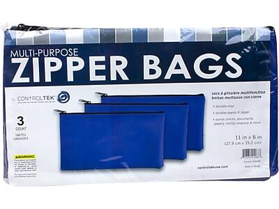 MULTI-PURPOSE ZIPPER BAGS

CONTROLTEK

3 COUNT UNITS UNIDADES

11 in x 6 in (27.9 cm x 15.2 cm)

sacs à glissière multifonction
bolsas multifunción con cierre

- durable vinyl
- durable nylon & paper
- store checks, documents, jewelry, money, diapers & more

WARNING

www.controltek44.com