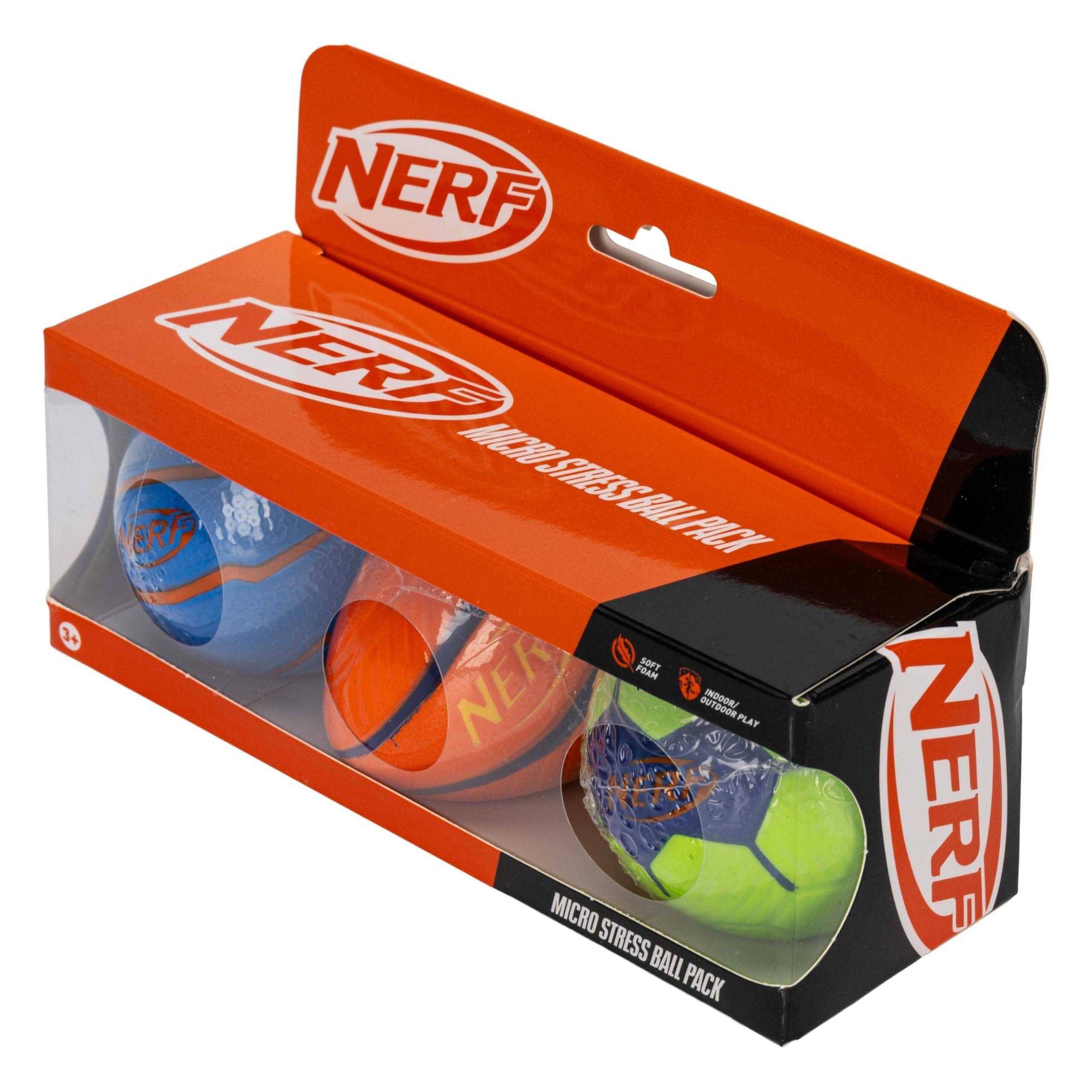 NERF MICRO STRESS BALL PACK  
3 FOAM SOFT BALLS  
INDOOR/OUTDOOR PLAY