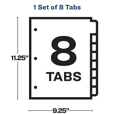 1 Set of 8 Tabs  
11.25"  
8 TABS  
9.25"