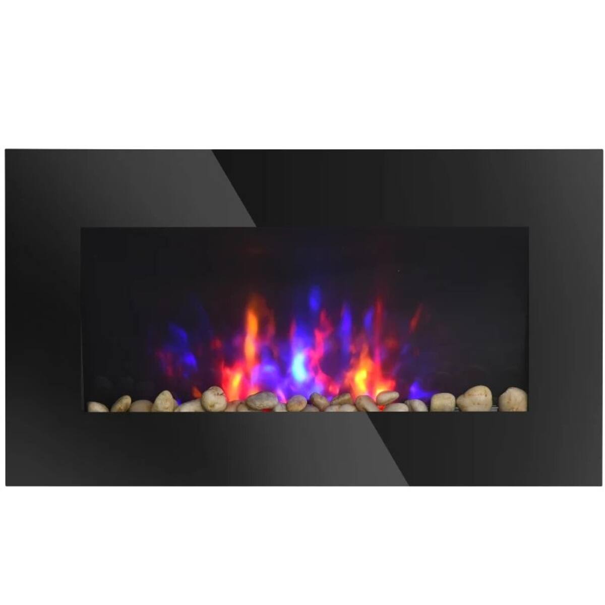 Left. Loheer - Loheer 28.5 inch wall fireplace 1450w fireplace heater Black - Black.