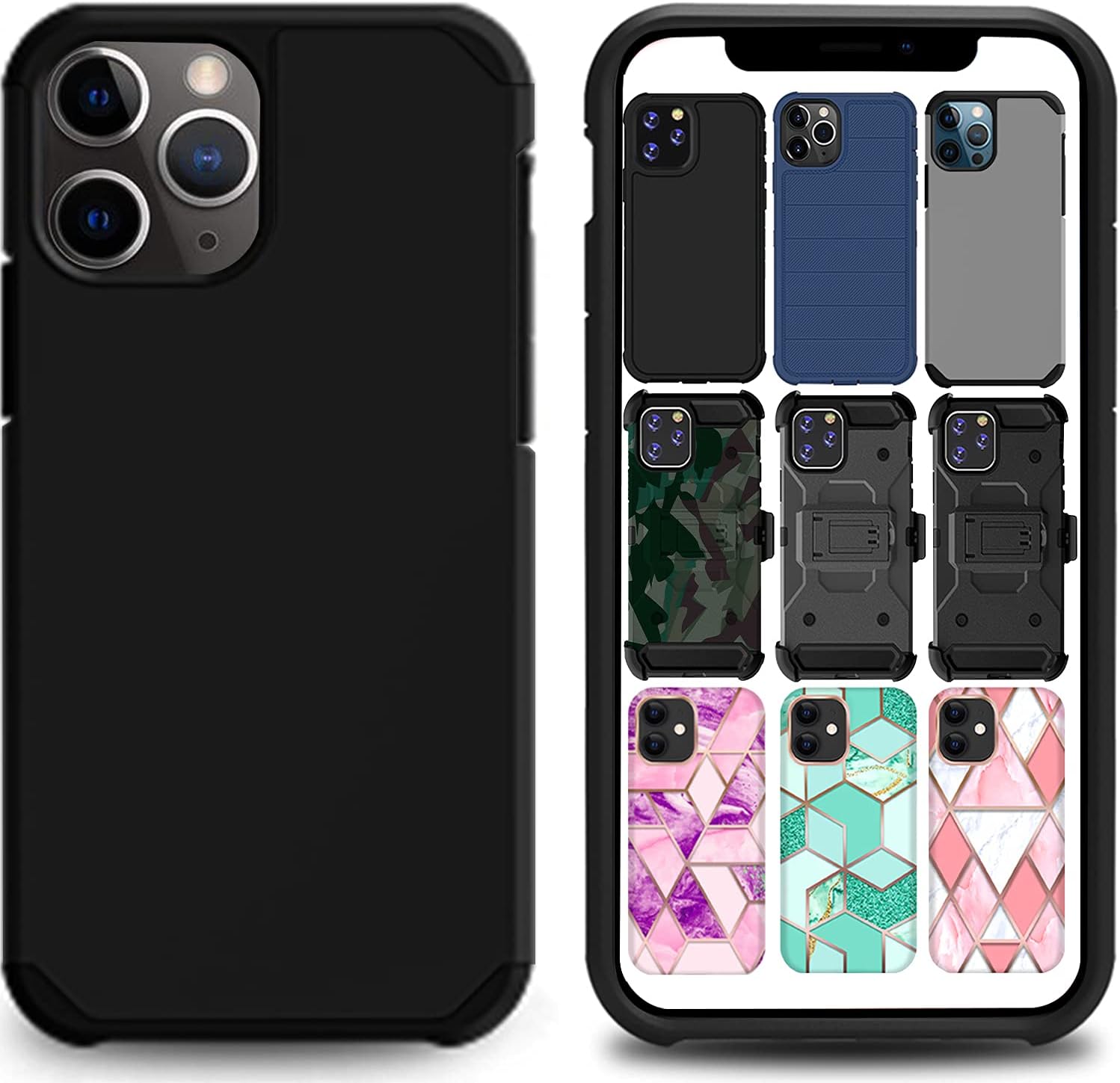 Front. DuraSafe Cases - iPhone 11 PRO Max - 6.5" Matte Back Slim Armor Phone Case - Black.