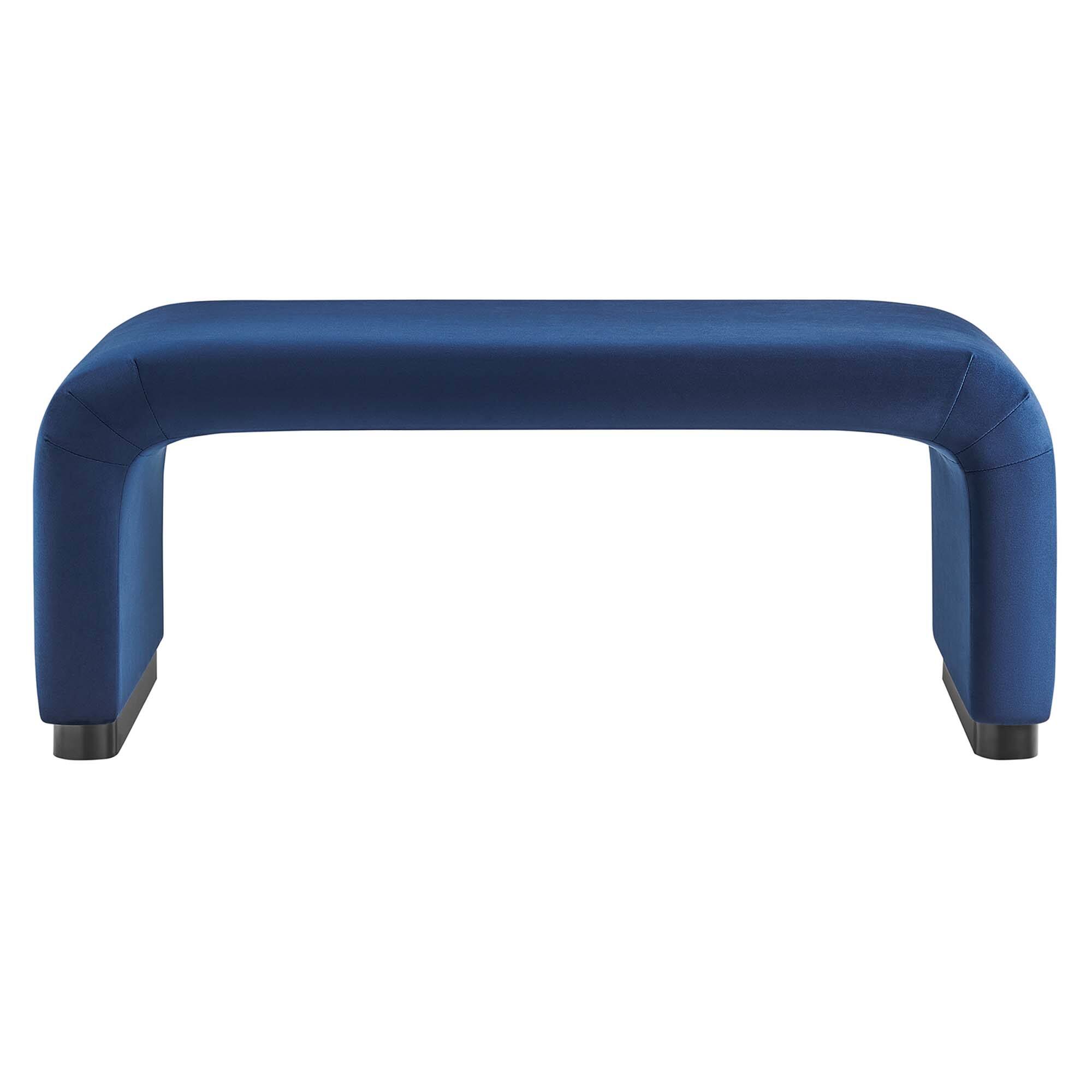 Alt View 4. Modway - Koda Performance Velvet Waterfall Ottoman by Modway - Black Midnight Blue.