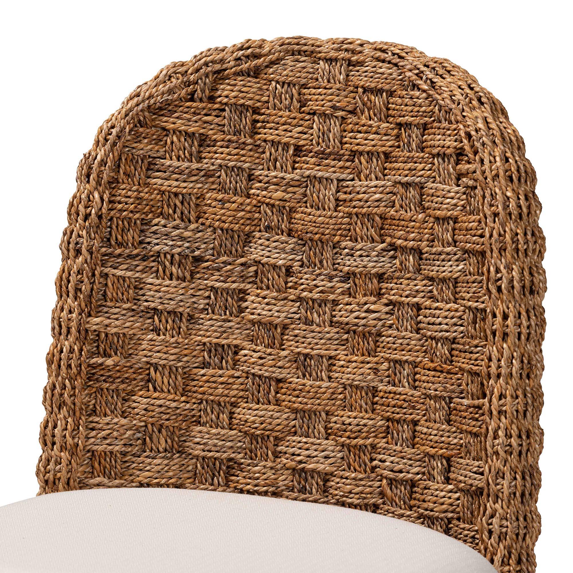 Alt View 1. bali & pari - Denver Modern Bohemian Finished Acacia Wood and Seagrass Dining Chair - White/Walnut Brown.