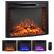 Front. Gymax - Gymax 26'' Curved Recessed Electric Fireplace Insert 750W/1500W Fireplace Heater - Black.