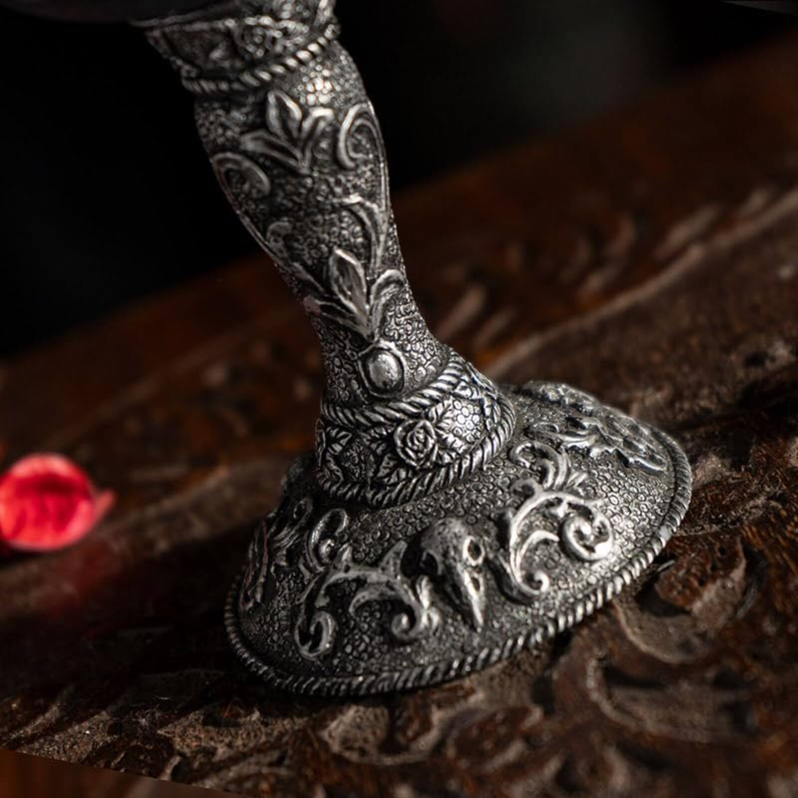 Alt View 5. Pacific Trading - Raven Skull Wine Goblet Chalice Cup Resin Body Stainless Steel Cup 8 ounce - Multicolor.