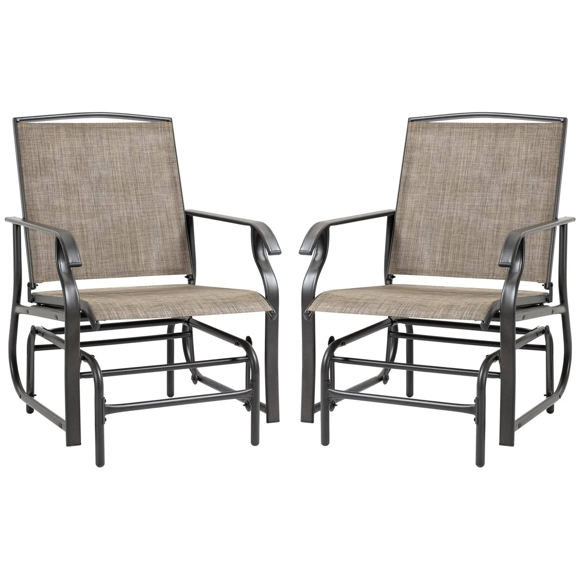 Angle. Resenkos - Resenkos Outdoor Swing Set, Patio Rocking Chairs with Mesh Fabric, Steel Frame, Garden, Backyard Seating, Brown - Brown.