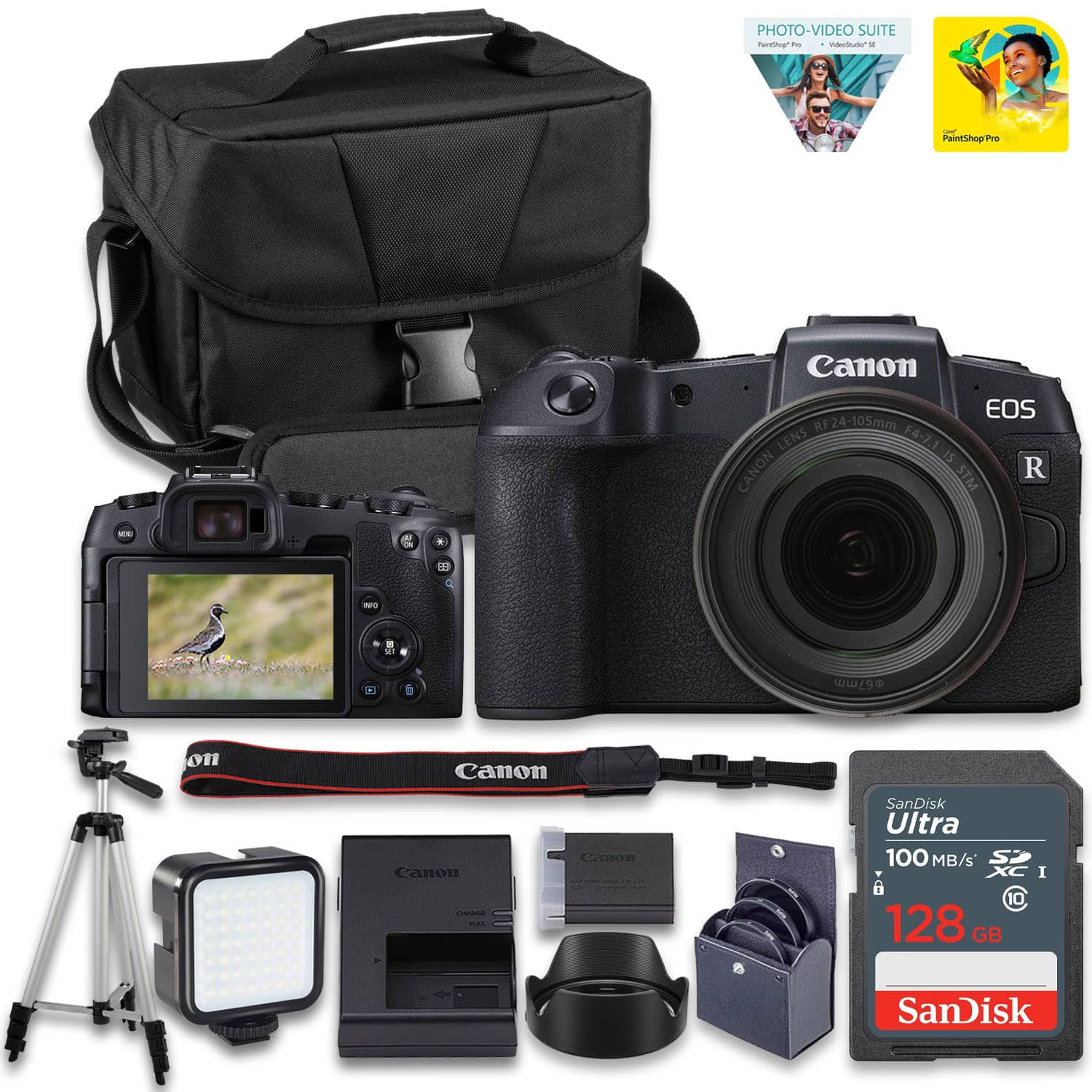 Bundle - Canon - EOS RP Full-Frame Mirrorless Mirrorless Camera + RF24-105mm Lens f/4-7.1 IS STM Lens Kit- Travel Vlogging Kit + - Black