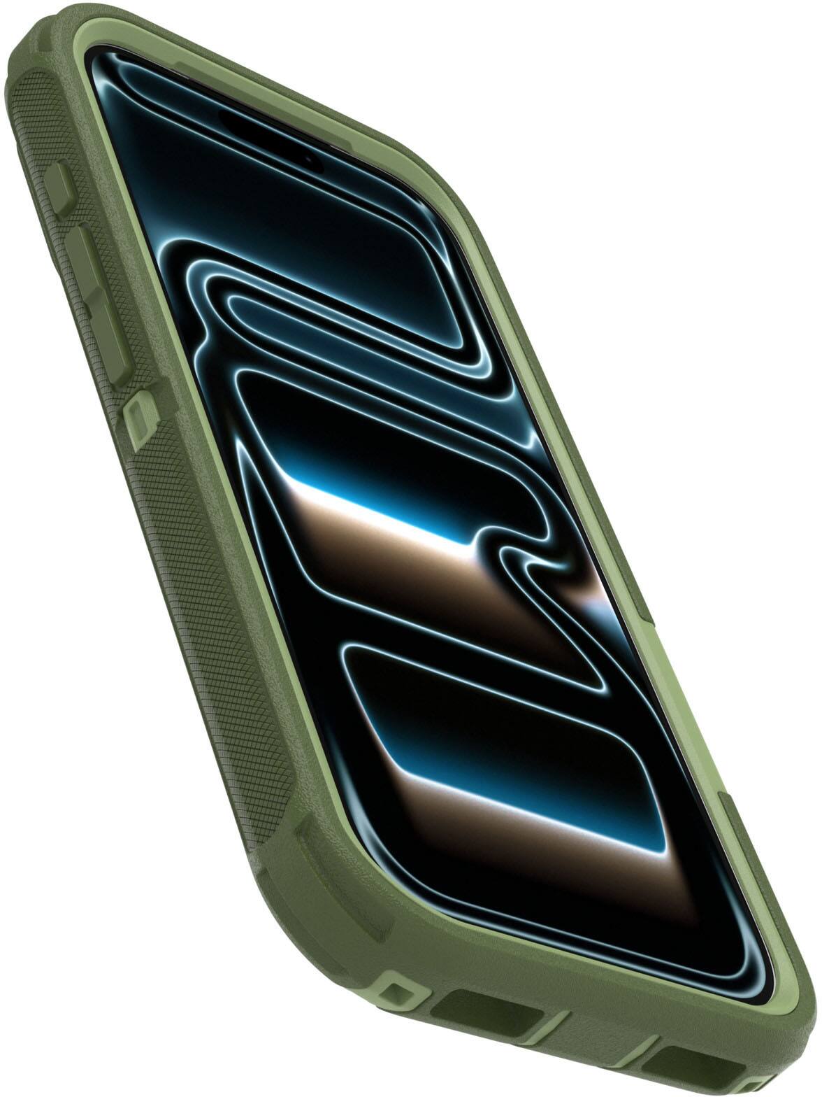 Left. OtterBox - Defender Series Pro Hard Shell for Apple iPhone 18 Pro and Apple iPhone 17 Pro - Halfwise Green.