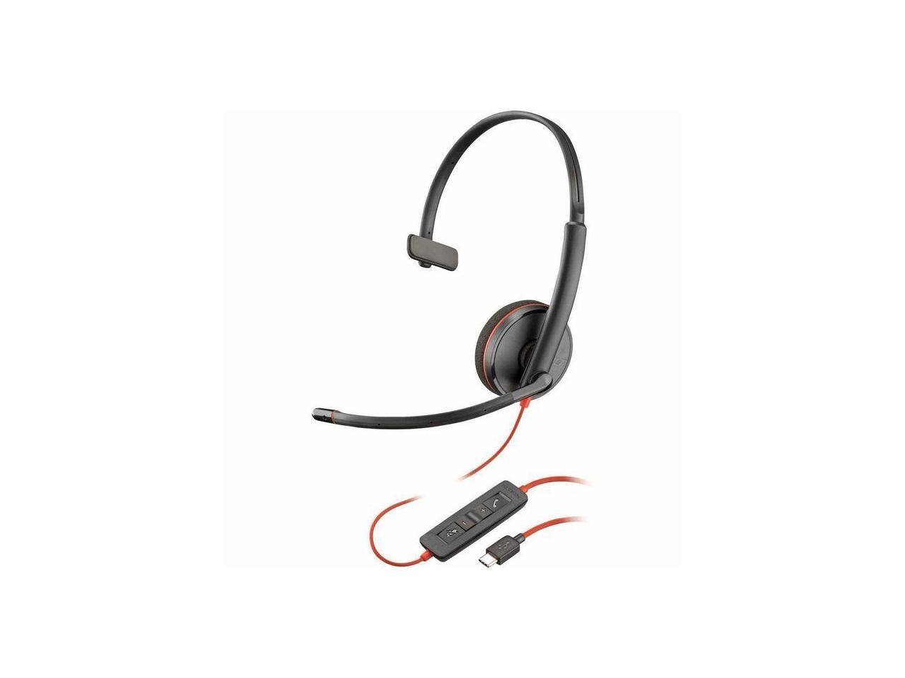 Alt View 1. HP - Poly Blackwire 3210 USB-C Headset - Noise Cancelling Mic, Wired, 5.28 ft - Red.