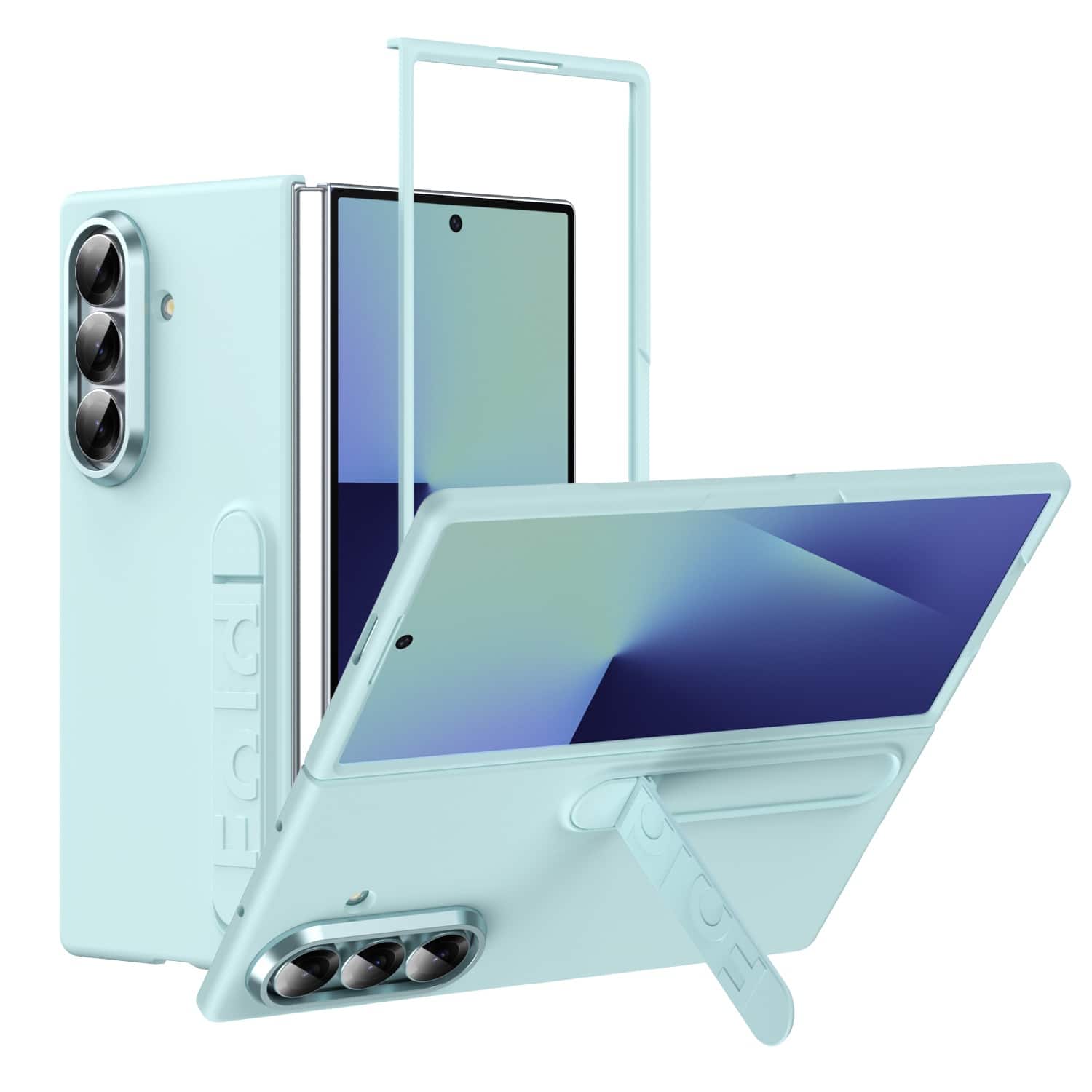 Dteck - Built-in Screen Protector Rugged Case for Samsung Galaxy Z Fold8 Ultra Shockproof Foldable Kickstand Cover - Cyan price history on PriceWatchPro