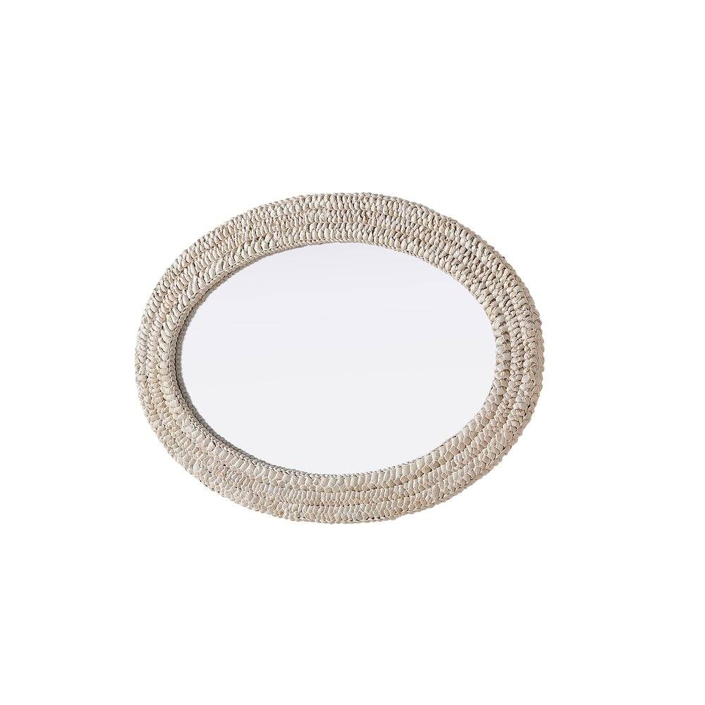 Alt View 2. Elegant Decor - Oval Cornhusk Mirror 24x36 in Linen White - Linen White.