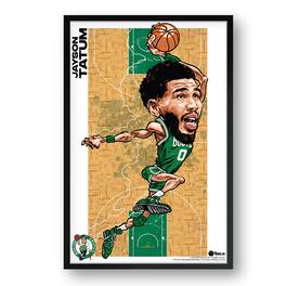 Sporticulture - Jayson Tatum Boston Celtics Framed 27" x 39" Player Caricature Art - Multicolor
