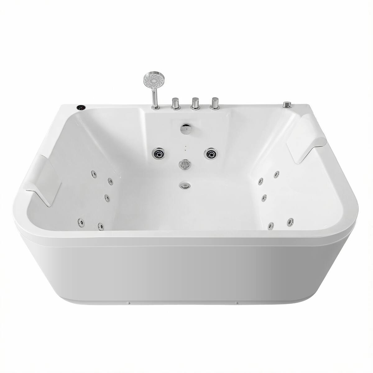 Alt View 10. Loheer - Loheer 61 in Acrylic Freestanding Whirlpool Bathtub for Two with Heater LED Lights and 16 Water Jets - Milk White.
