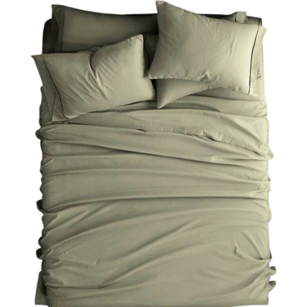 Front. SlickBlue - Soft Wrinkle-Resistant Microfiber Polyester Sheet Set for Smooth Comfort - Green.