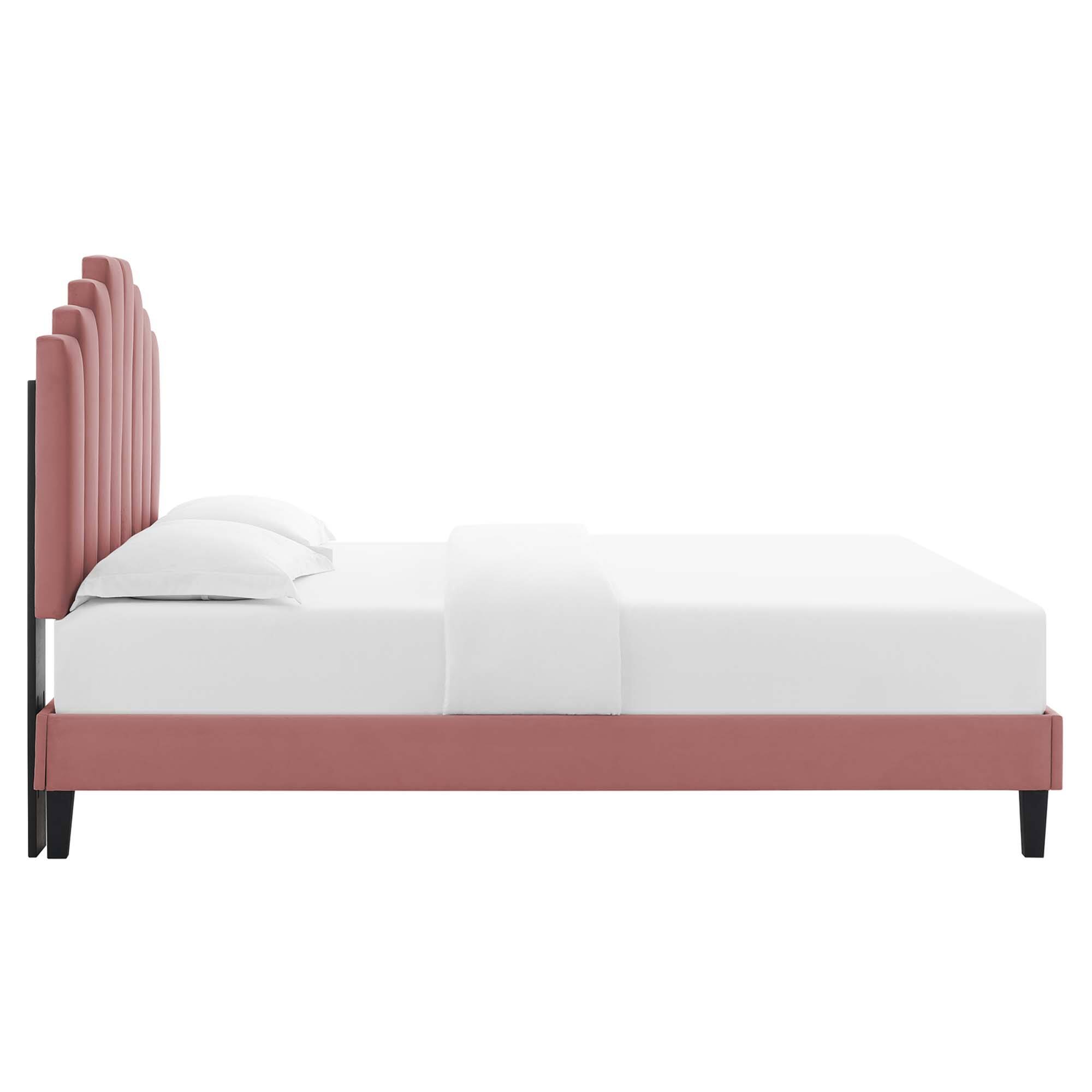 Alt View 6. Modway - Elise Performance Velvet Twin Platform Bed - Red.