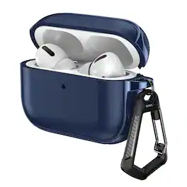 Dteck - Protective Case for AirPods Pro 3rd Gen (2025) with Carabiner,Shockproof Split Non-Slip Full-Body Earphone Case - Blue