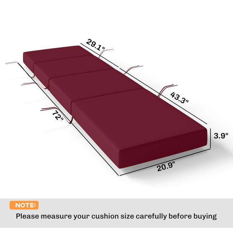 29.1"  
72"  
43.3"  
3.9"  
20.9"  

NOTE: Please measure your cushion size carefully before buying