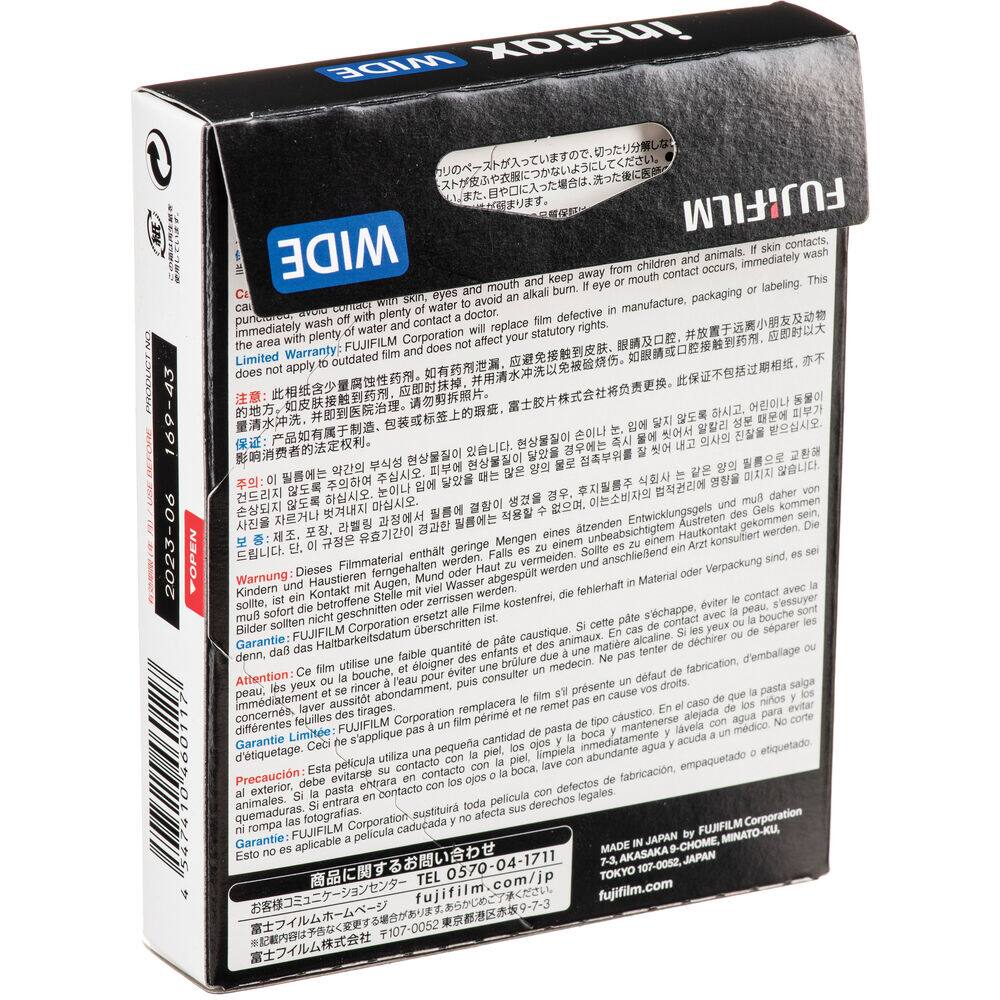 **WIDE instox 169-43 2023-06 POPEN FUJIFILM**

**WIDE keep mouth children contact occurs. animals immediately mouth s avoid alkali packaging plenty water doctor. manufacture, wash contact defective immediately water replace statutory rights. plenty FUJIFILM Corporation affect Limited Warranty: outdated does apply**

**daher, kommen atzenden Entwicklungsgels Austreten gekommen eines unbeabsichtigtem Hautkontakt konsultiert werden. Mengen einem einem. enthit geringe Solite anschlieend Filmmaterial werden. vermeiden. Verpackung Dieses ferngehalten Mund werden Warnung: Haustieren Augen, Wasser abgesplit fehierhaft Material Kindern Kontakt Stelle werden. contact solitte, betroffene zerrissen Filme kostenfrei, viter s'essuyer sofort geschnitten ersetzt s'echappe, contact bouche Bilder soliten Corporation @berschritten sparer Garantie: FUJIFILM Haltbarkeitsdatum caustique. animaux. alcaline dchirer quantit enfants matiere tenter denn, faible b**

---

**Ca