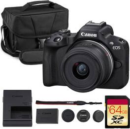Canon - EOS R50 Mirrorless Camera Black 18-45mm Lens Creator Bundle
