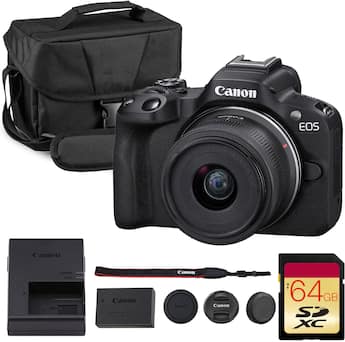 Canon EOS R50 Mirrorless Camera Black 18 45mm Lens Creator Bundle Canon EOS R50 Mirrorless Camera Black 18 45mm Lens Creator Bundle