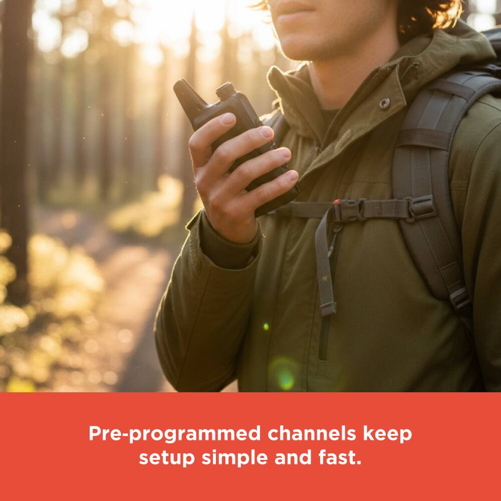 Pre-programmed channels keep setup simple and fast.