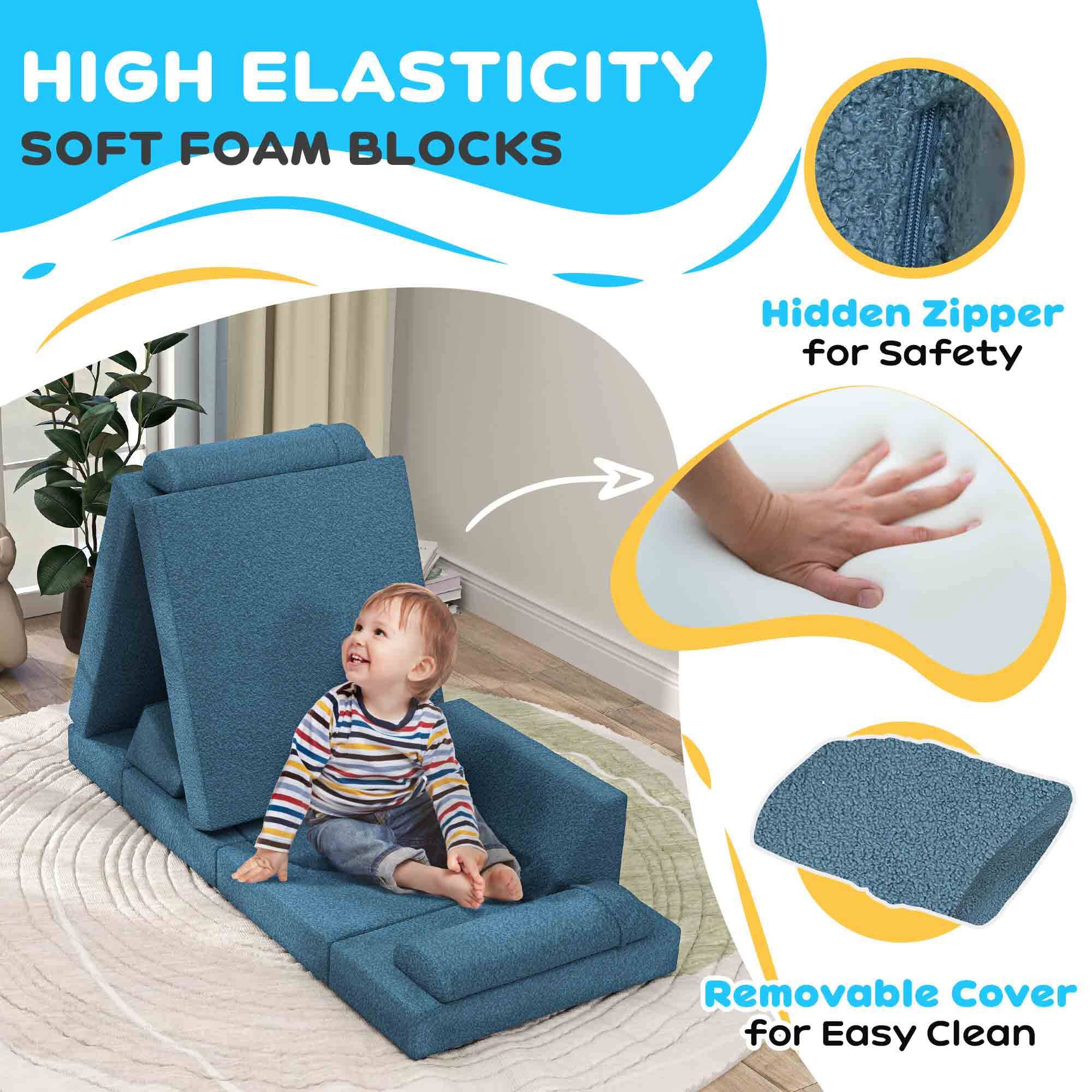 HIGH ELASTICITY  
SOFT FOAM BLOCKS

Hidden Zipper for Safety

Removable Cover for Easy Clean