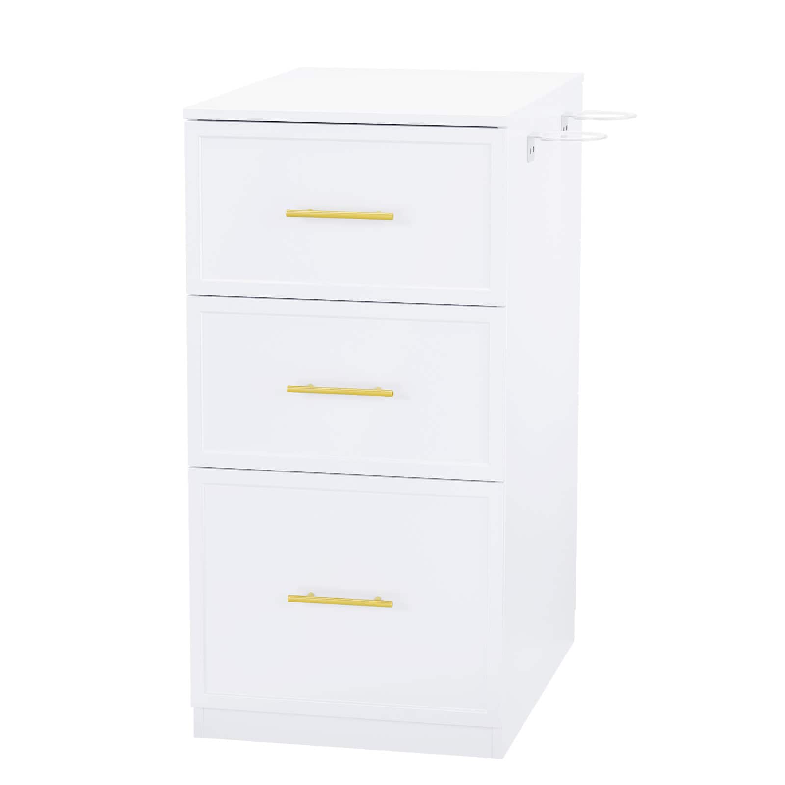 Winado - Salon Station, Double-Sided Styling Barber Station for Hair Stylist, Storage Cabinet with 6 Drawers & Hair Dryer Holders - White