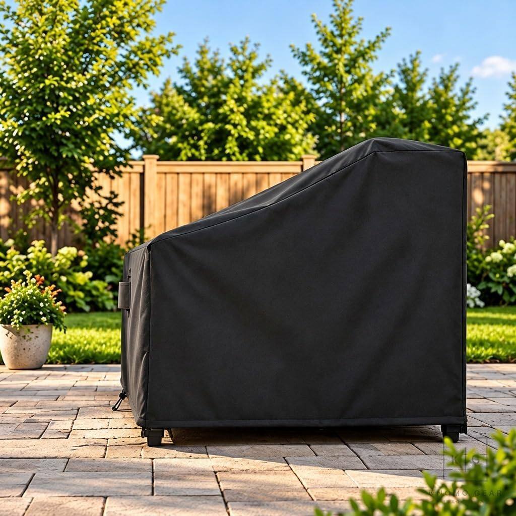 Alt View 1. KHOMO GEAR - Patio Loveseat Cover - Heavy Duty, Water Resistant Outdoor Sofa & Couch Furniture Cover - 104" W x 33" D x 32.5" H - Black.