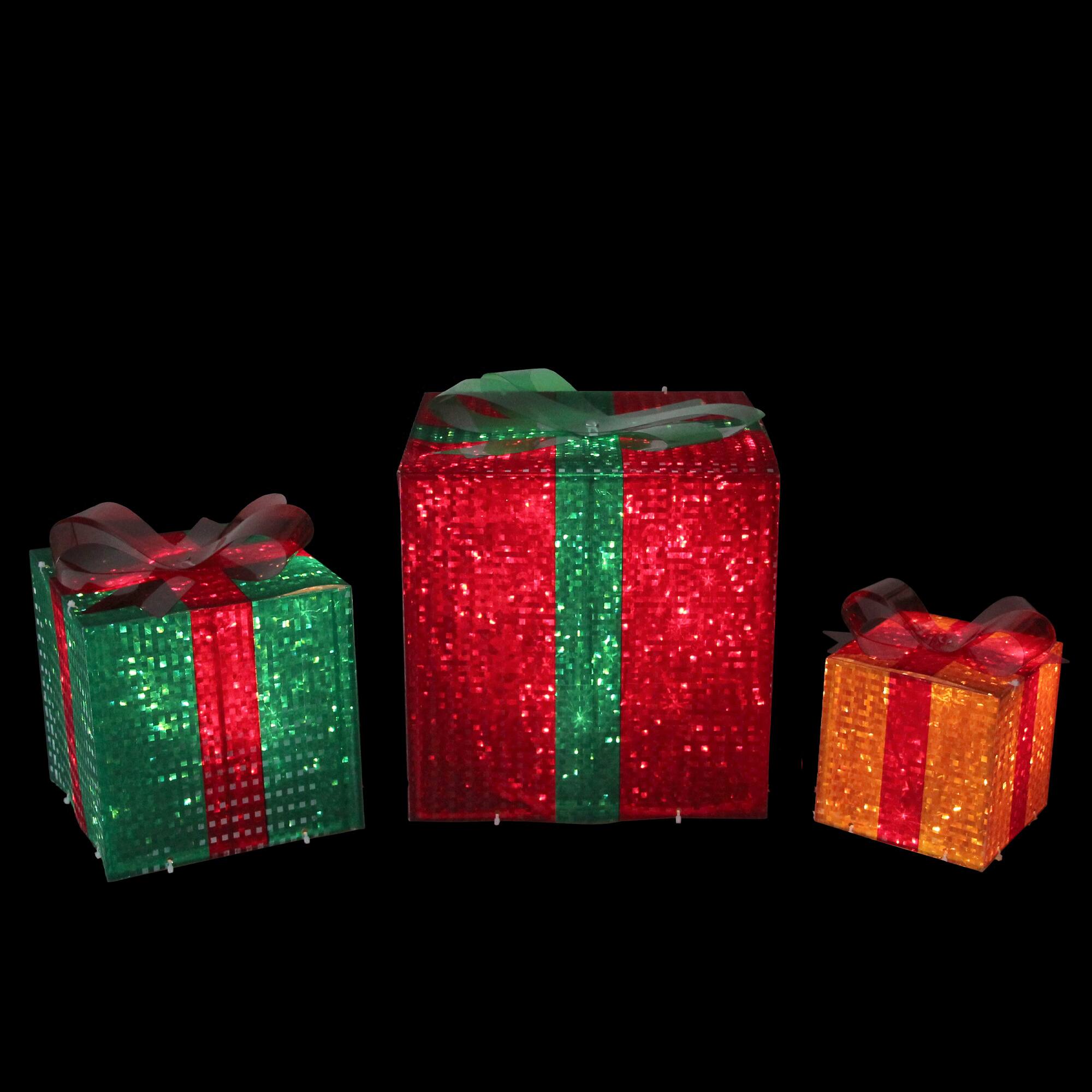 Alt View 1. Northlight - Lighted Gift Box with Bow Outdoor Christmas Decoration - White Lights - Set of 3 - Multi.