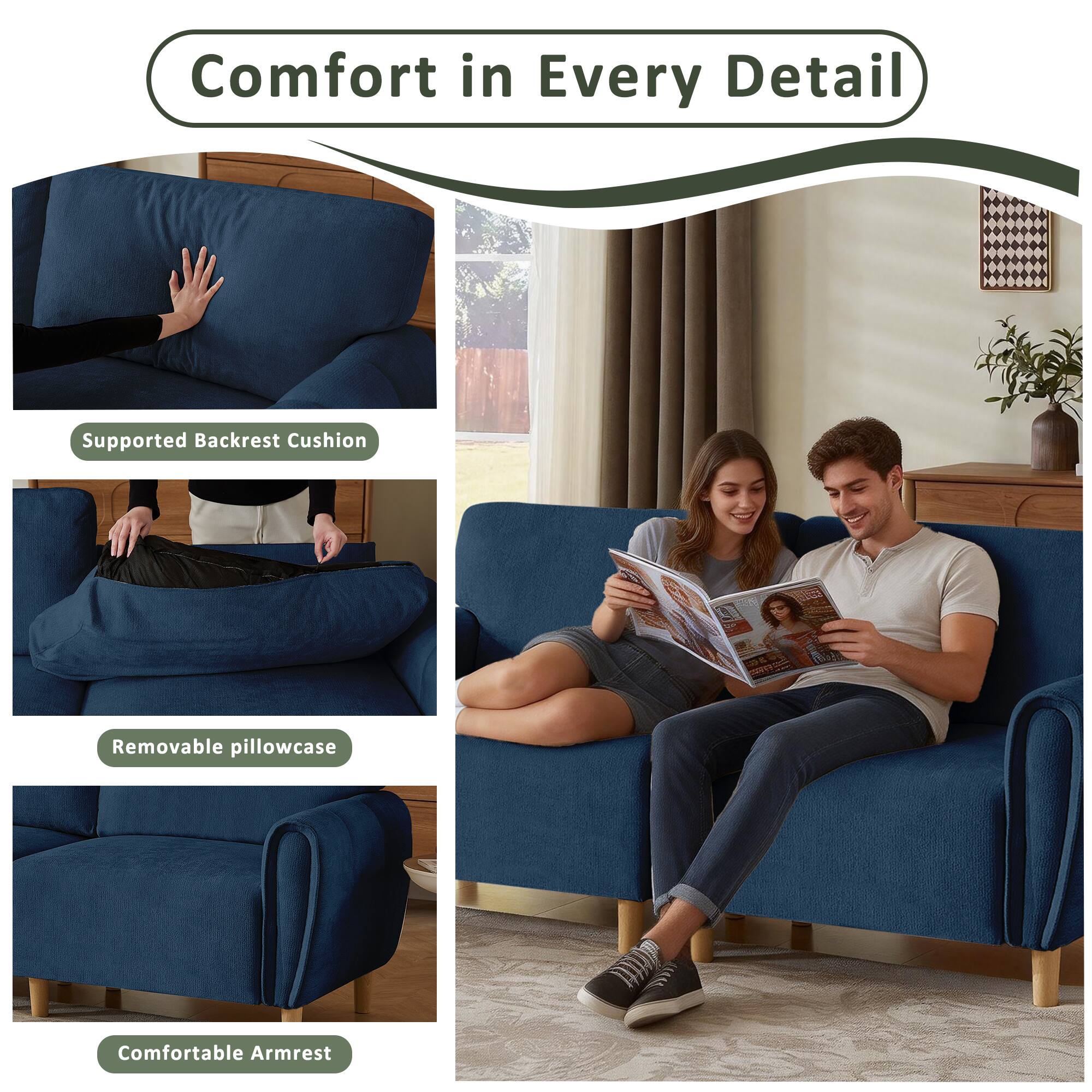 Comfort in Every Detail

- Supported Backrest Cushion
- Removable pillowcase
- Comfortable Armrest